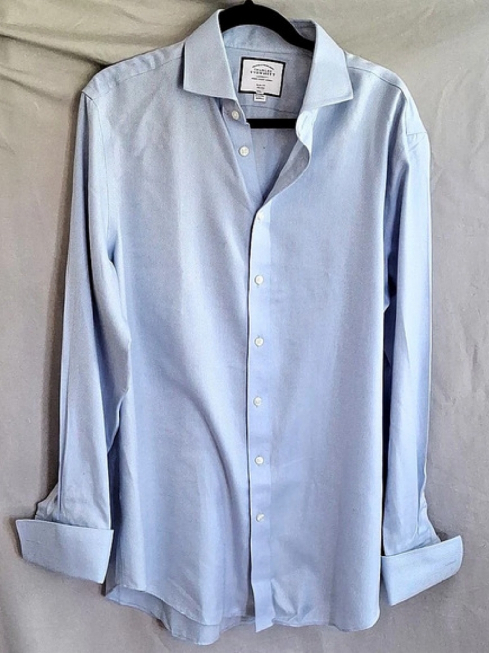 Charles Tyrwhitt Non-Iron Slim Fit French Cuff Dress Shirt Blue Dress Shirt